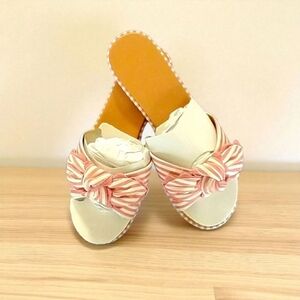 J.CREW Women's Striped Bow Slide Sandals Size 7